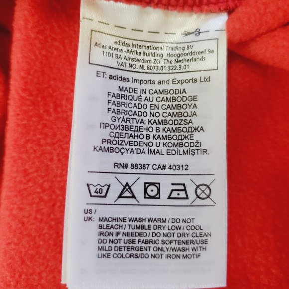 Adidas Men's Team Issue Red/Black Mélange Fleece Hoodie with Red Logo, Sz Sm - Picture 11 of 12